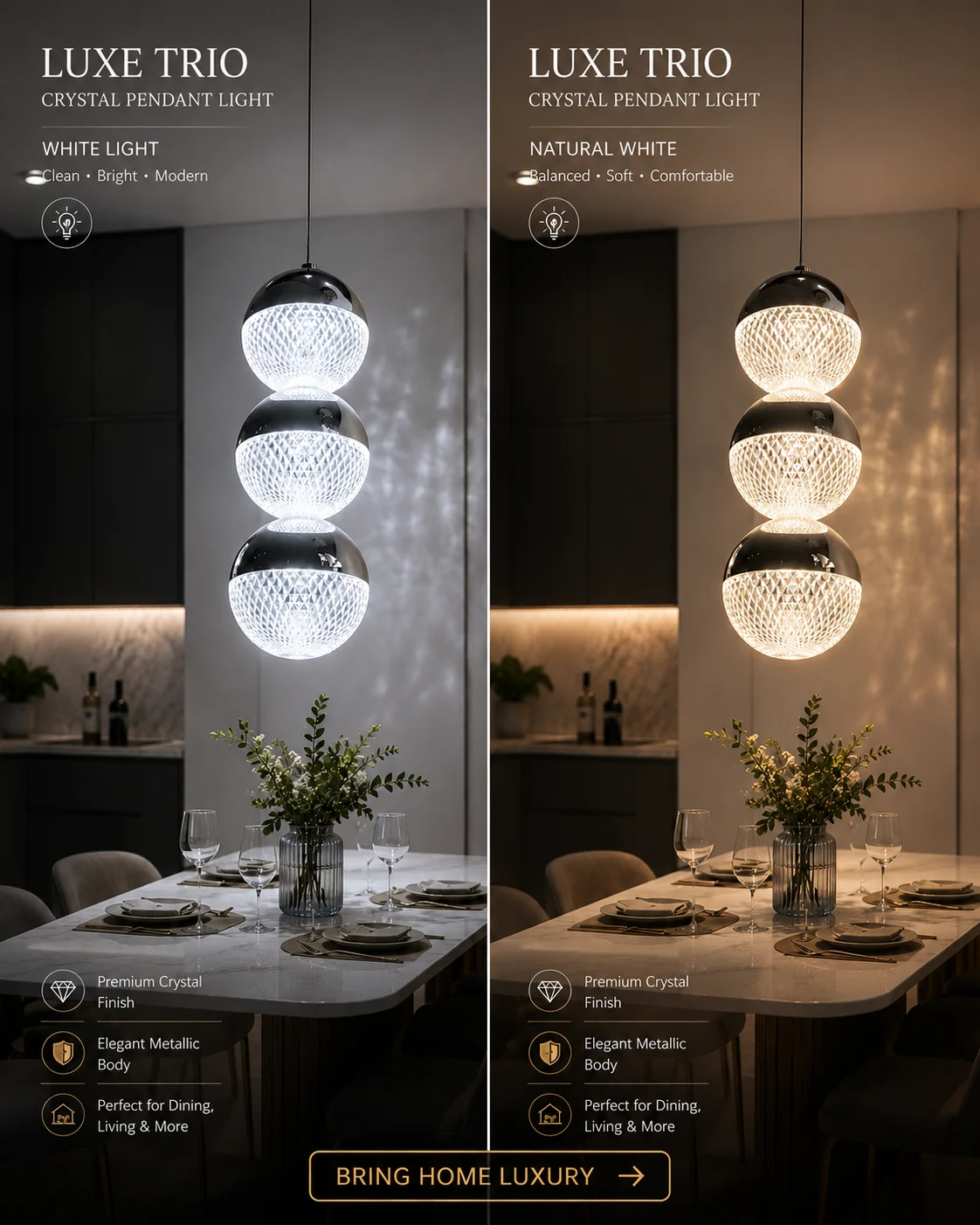 luxe trio hanging light 3c - Image 3