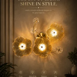 Artistic Glass Leaf Wall Sconce - Golden Botanical Design