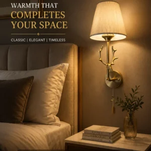 Classic Brass Wall Sconce with Fabric Shade - Traditional Indoor Wall Lamp