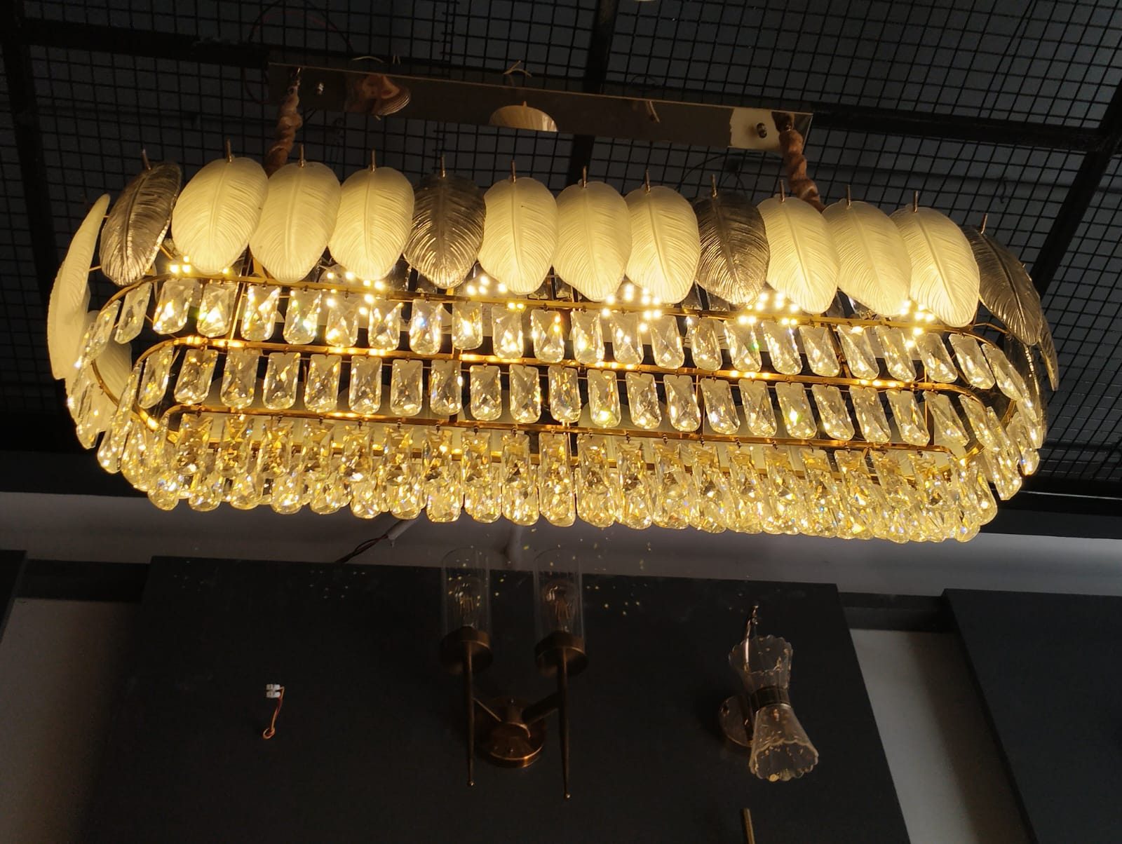 Feather Crystal Chandelier 3c with remote - Image 2