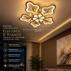 rosegold Flora Chandelier 3c with remote and bluetooth