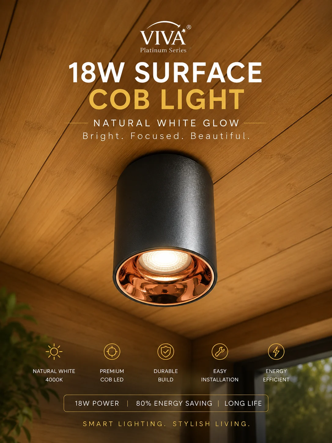 VIVA 18watt surface cob natural white