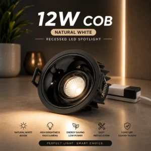 glowmax 12watt black reflector natural white