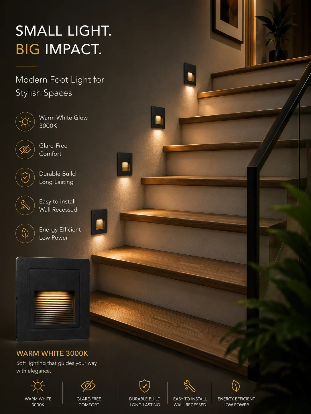 LX 3watt footlight warm white