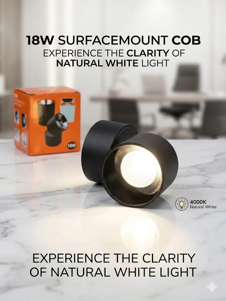 LX 18watt surfacemount cob black reflector(4k)