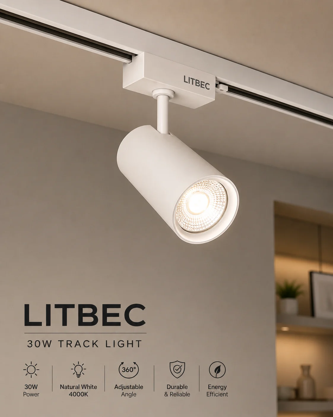 Litbec 30watt track light 4k