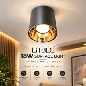 litbec 18w surface light natural white